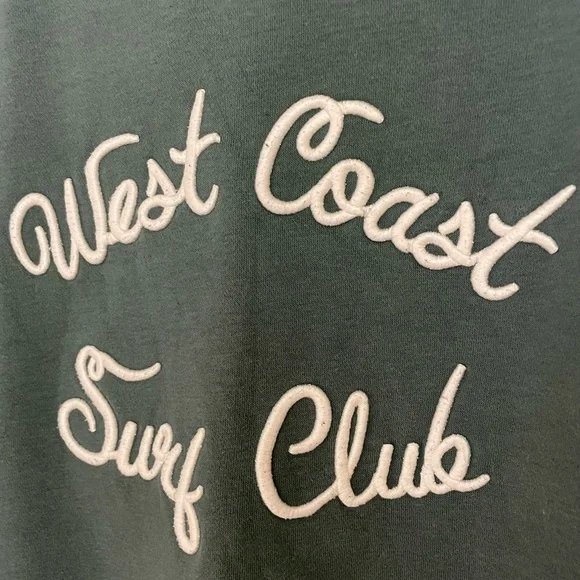 Oversized Green Pullover Sweatshirt Embroidered with “West Coast Surf Club” XS - Picture 5 of 6
